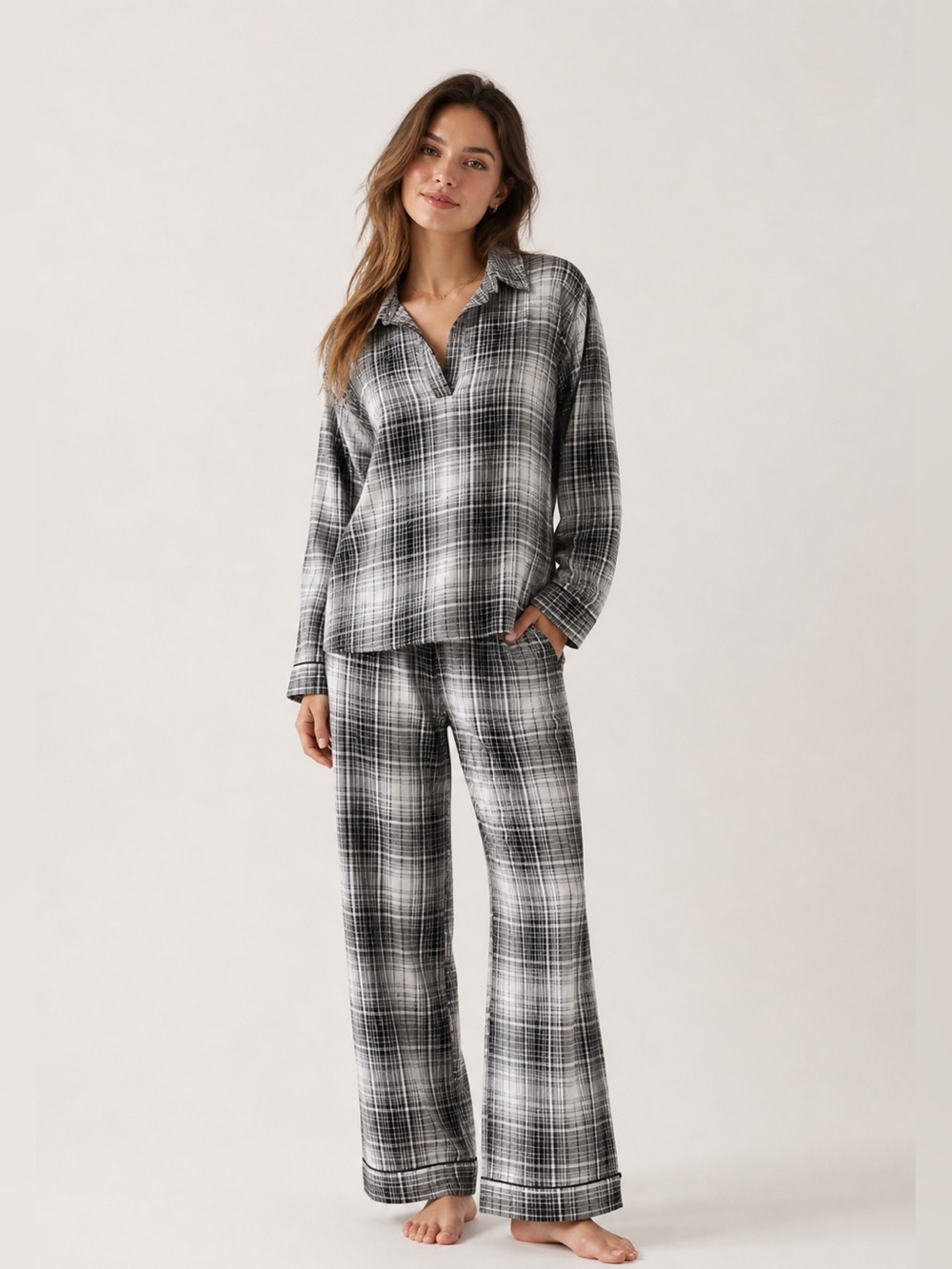 VICTORIA'S SECRET Flannel Popover Long Pajama Set
